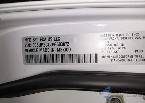 2023 Ram 2500 Tradesman 4X4 6'4 Box из США, поврежденный, VIN 3C6UR5CL7PG503872